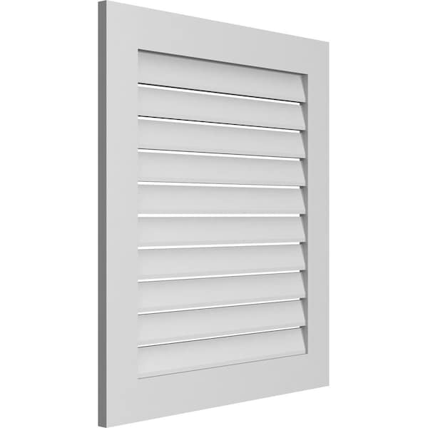 Vertical Surface Mount PVC Gable Vent: Functional, W/ 3-1/2W X 1P Standard Frame, 30W X 34H